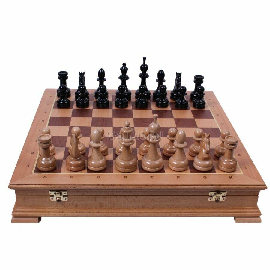 Шахматы Азарт в ларце Стаунтон, бук, 45 см