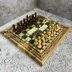 Шахматы, нарды подарочные, резные "Малахит", бук, эпоксидная смола, 40х20х5см